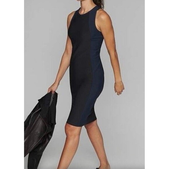 Athleta S Small En Route Dress colorblock Black Navy Blue Sleeveless Boho - Picture 1 of 4